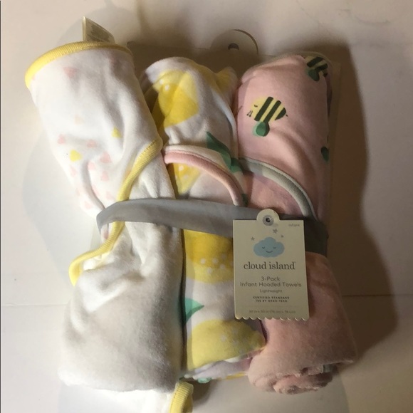 cloud island 3 pack infant hooded towels
